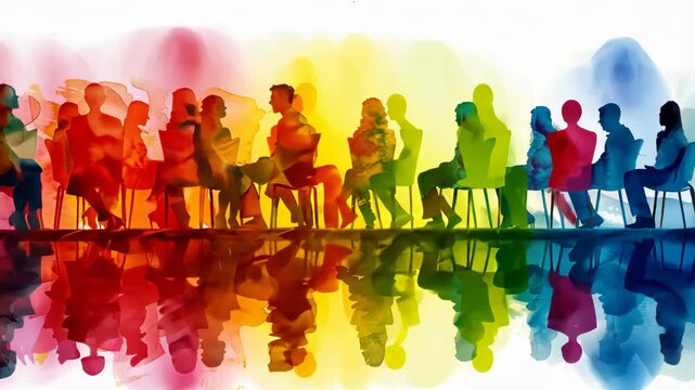 selective focus on people participating in support group meeting