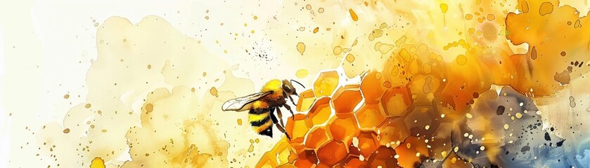 Beehive honey cute watercolor electric power