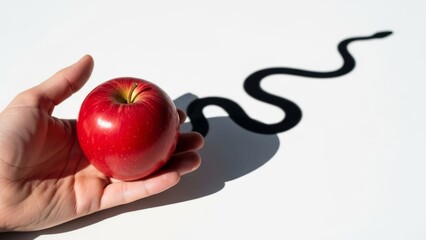 Forbidden Fruit and Temptation A Serpent's Shadow on an Apple