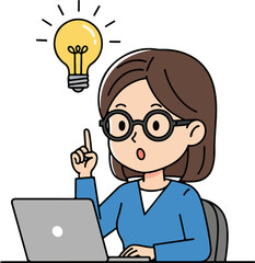 Inspiring woman on laptop sparks brilliant idea innovation and creativity at work