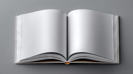 Open book with blank pages on gray surface for design