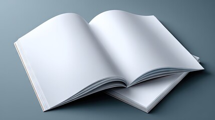 Open book with blank pages on gray surface