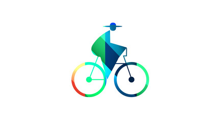 Abstract Cyclist Illustration – Geometric Gradient Motion Design