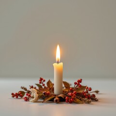 A respectful remembrance inspired composition featuring a single candle like glow in the center of a