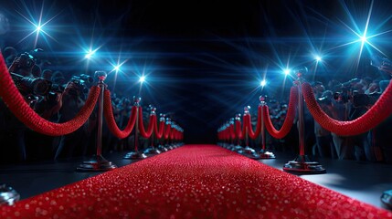 Red carpet event with crowd and stage lights