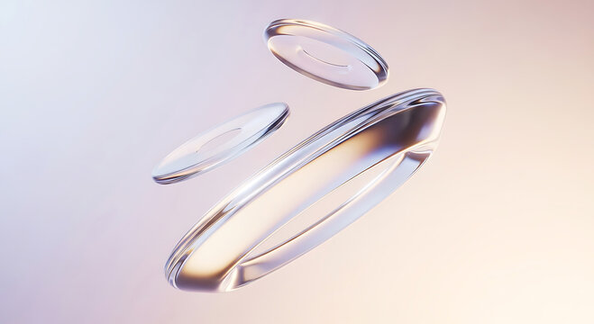 Three translucent oval shapes floating against a soft gradient background abstract