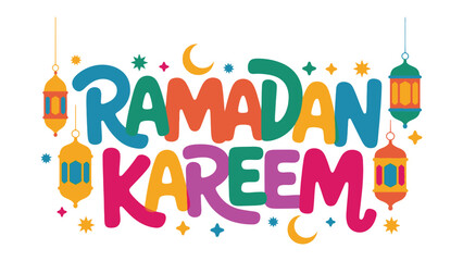 Ramadan Kareem: A vibrant and colorful design, crafted with lively typography and festive elements, celebrates the spirit of Ramadan.  © Murshida