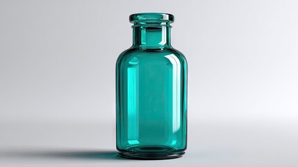 Turquoise glass bottle isolated on white background for product display