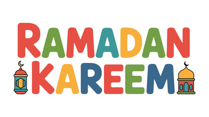 Ramadan Kareem: A vibrant and colorful illustration conveys the spirit of Ramadan, with bold lettering and traditional imagery evoking a sense of joy and reflection.