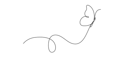 Elegant butterfly line art design with flowing curves