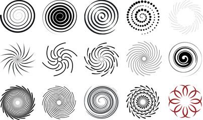 Spirals and Swirls Geometric Vortex and Optical Illusion Elements