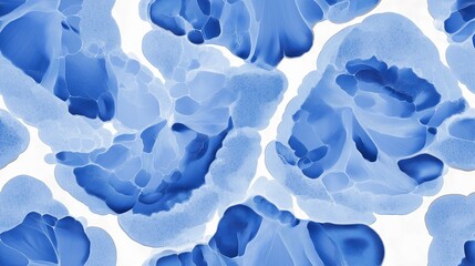 Blue artistic abstract background with microscopic cellular structure. Biology and science concept. Creative flower texture for wallpaper, digital art, backdrop design.