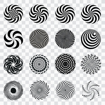 Hypnotic Optical Illusion Spirals &ndash; Monochrome Vortex Op Art Collection