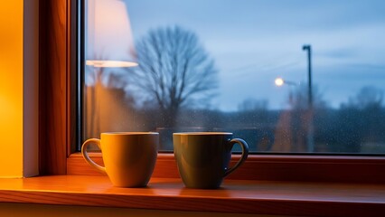 Two cups by the window