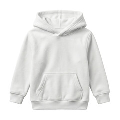 White fleece kids hoodie mockup on transparent background © BTG