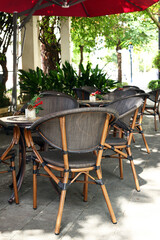 Summer cafe tables restaurant interior