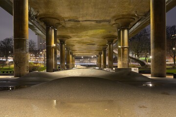 Stockholm, Sweden The Ralambshovspark under the western bridge in the early morning.