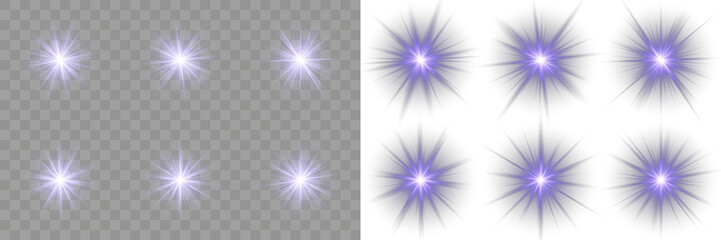 Magic blue flare and shiny sunburst. Futuristic blue light PNG with transparent highlights, glow, sun rays and bokeh sparks. Sparkle, magic light, Cinematic. Glowing sun flash with lens reflection. © Slava