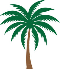 Tropical palm tree vector illustration featuring a green coconut leaf silhouette and exotic trunk for summer beach vacation and nature travel designs