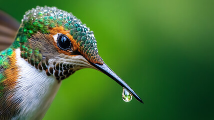 close up of a green bird