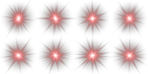 Png red shine twinkle sparkle magic glow star beam effect. Red light star flare effect glowing in the darkness light PNG overlay for digital design transparent background. Lens Flare. Bright flash.