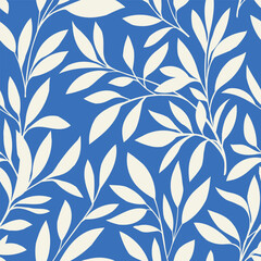 Seamless vector pattern of leaves drawn by hand. Botanical wallpaper design. Natural fabric ornament. Vector organic endless illustration.