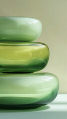 Green Glass Ombre Oval Shapes Close Up