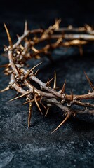 A crown of thorns on a black background, symbolizing the suffering and hope in Jesus' life