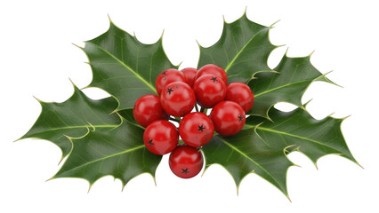 Red holly berries on green spiky leaves holly leaves