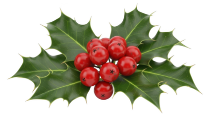 Red holly berries on green spiky leaves holly leaves