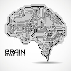 Technological brain. Circuit board. Abstract vector logo. Vector illustration