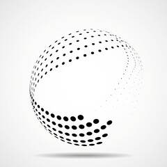 Abstract dotted sphere on white background. Dots in circular form. Vector design element