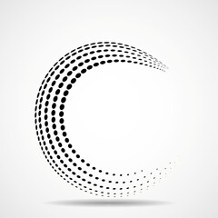 Abstract dotted sphere on white background. Dots in circular form. Vector design element