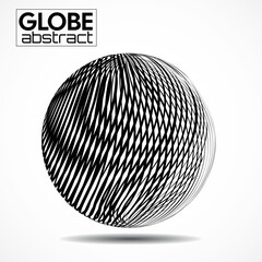 Abstract wireframe globe isolated on white background, futuristic line sphere