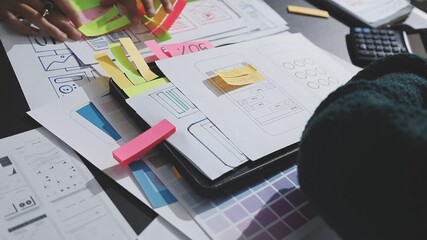 UXUI design brainstorming session with sketches and digital tools - Powered by Adobe