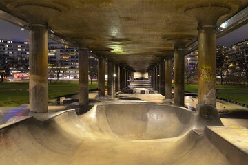 Stockholm, Sweden The Ralambshovspark under the western bridge in the early morning