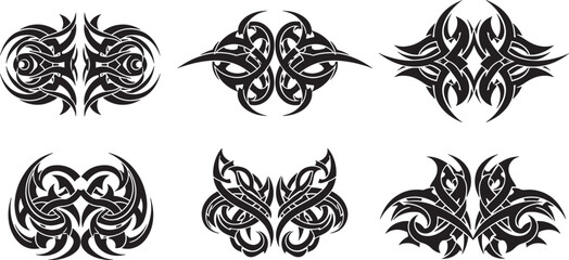 Tribal Design Patterns Collection Featuring Various Illustrations of Ornate Motifs
