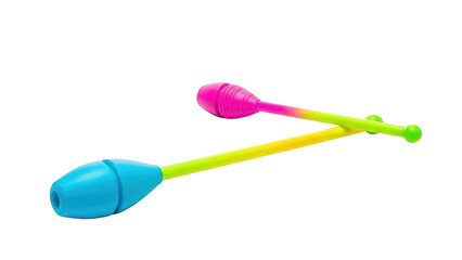 Two colorful rhythmic gymnastics clubs on black background