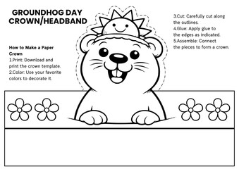 Groundhog Day headband and crown craft templates for kids! DIY coloring hats perfect for classroom crafts, bulletin boards, and fun February activities. Great for winter-to-spring themes and easy prin