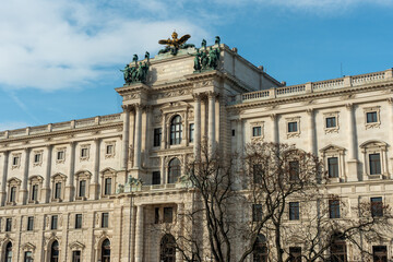 Fototapeta premium Close Up View of Hofburg Palace Rear Facade Facing Garden in Winter