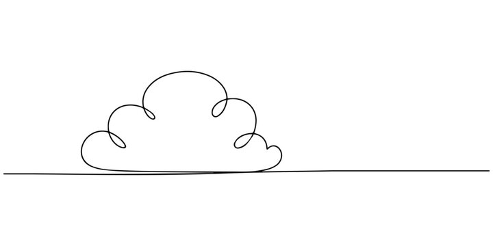 Continuous one line drawing of dream cloud, symbolizing imagination and dreams, line art style vector illustration, Continuous one line drawing. Cloud on white background. Vector illustration minimal.