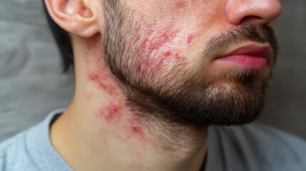 Naklejka premium Measles viral disease, human skin covered with measles rash, vaccination concept
