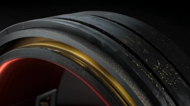 Side view of a tire retread featuring a selfsealing layer inside the rubber showcasing the technology against automatic puncture damage