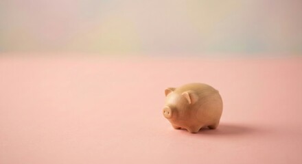 Piggy bank on a soft pink background, saving money concept