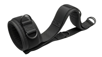 Black padded ankle strap with metal D rings metal ring