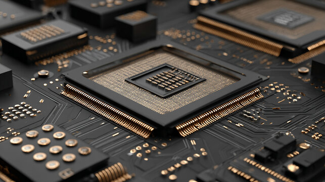 Close-up of a computer CPU chip on a circuit board, highlighting intricate processor details, advanced technology, and digital computing innovation.
 - Powered by Adobe