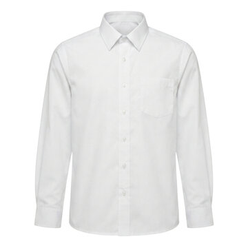 Classic white long sleeve dress shirt on transparent background
