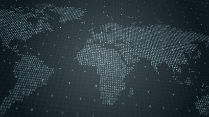 Seamless Digital World Map with Animated Data Numbers and Grid for Global Technology and Connectivity Concepts - Powered by Adobe