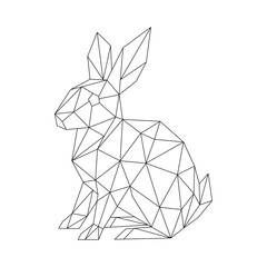 Polygonal line art of rabbit vector