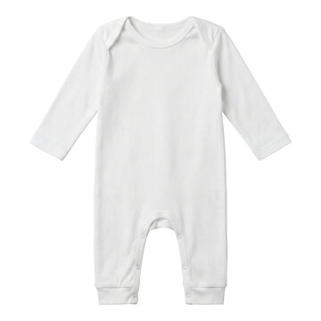 White long sleeve baby onesie on transparent background